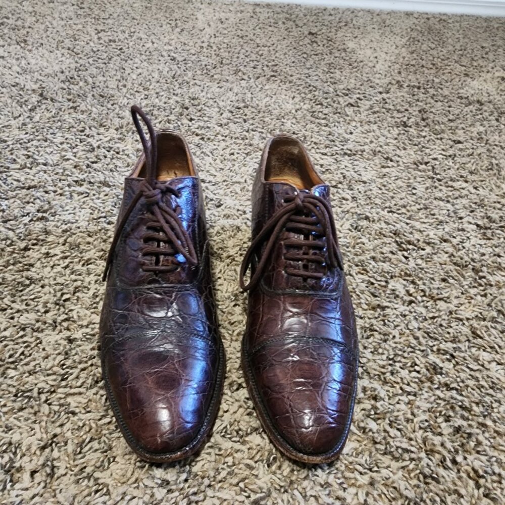 Vintage Women's Ralph Lauren Lace-Up Oxford Heel Round Toe Crocodile Leather 6.5 - Picture 3 of 12